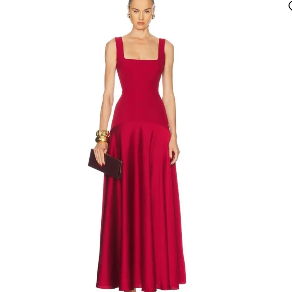 L'Academie Women's Maxi Skirt in Deep Red